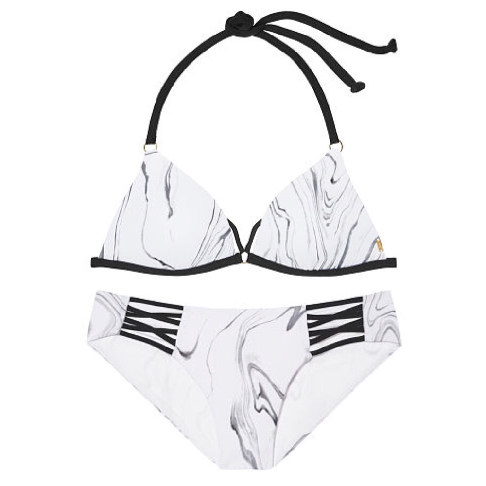 PINK Push-Up Triangle Top & Bikini Bottom Set